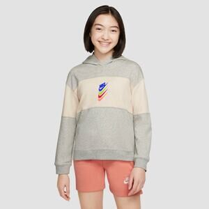 Nike DNA Sportswear Gray/White Pullover Kids Girls Sweatshirt Hoodie Size M NWT